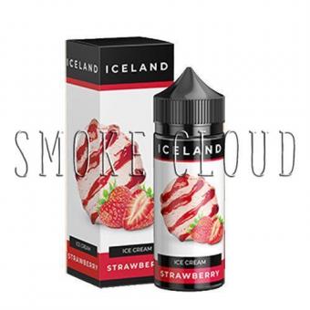 Жидкость Iceland 120 мл. Strawberry, клубничное мороженое жидкость для вейпа, купить жидкость айсленд строберри, купить жидкость для вейпа мороженое с клубникой