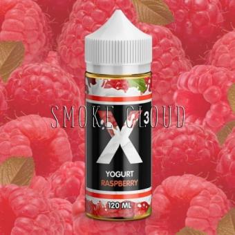 Жидкость X-3 Yoghurt 120 мл. Raspberry, жидкость с малиной, купить жидкость с малиной икс три, жижка для вейпа недорого с доставкой
